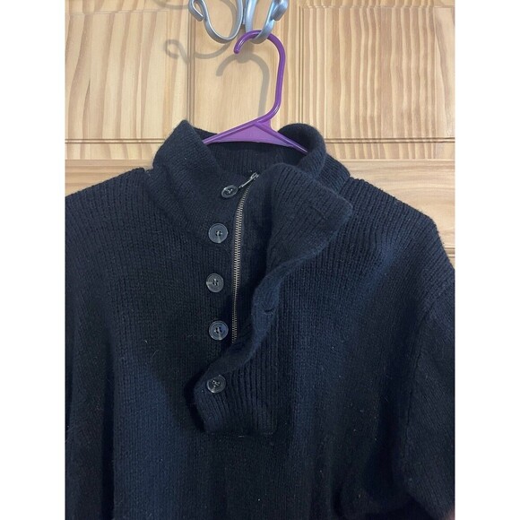 French Connection Wool Blend Sweater 1/4 Zip & Button Combo Black XL - Picture 3 of 5